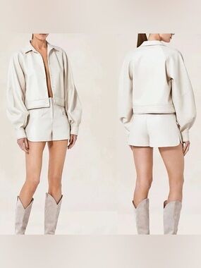 Alexis Cream Fabian vegan leather Long Sleeves Ceci Jacket Women's Cream S